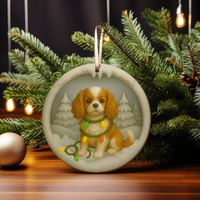 Load image into Gallery viewer, Customizable Cavalier King Charles Christmas Ornament, Cute Dog with Lights, Personalized Gift, Holiday Tree Decor, Dog Lover Keepsake
