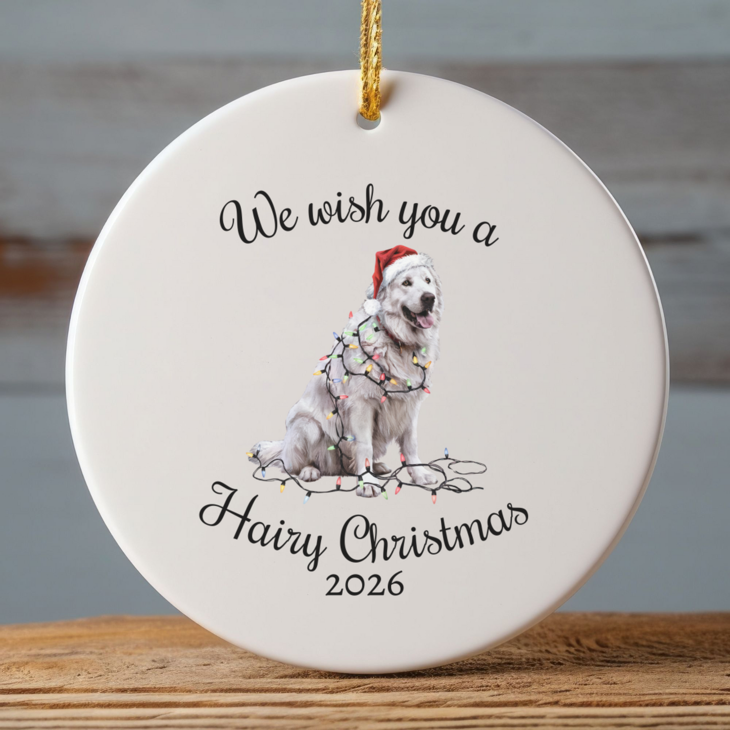 Christmas Great Pyrenees Ornament, Christmas Lights Dog Keepsake