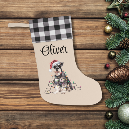 Personalized Schnauzer Christmas Stocking, Holiday Decor Gift for Pet Lovers