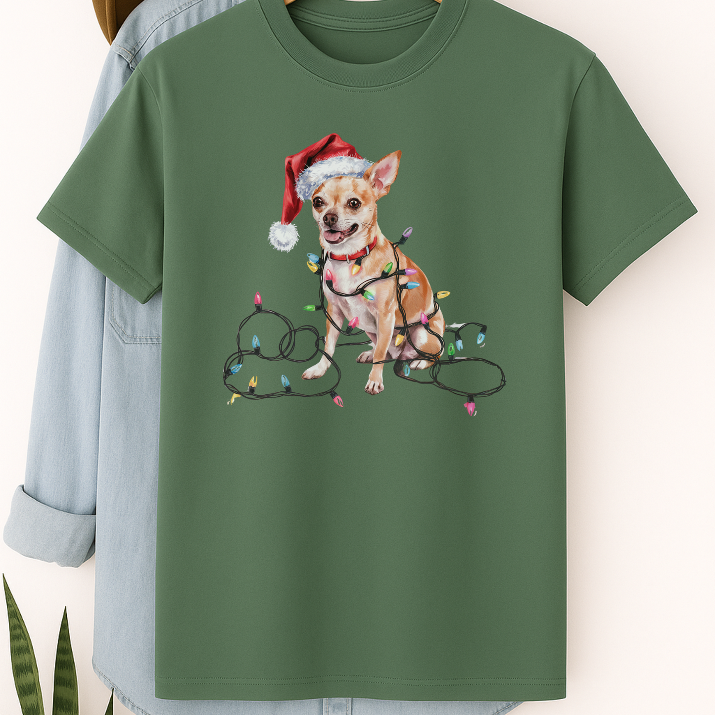 Christmas Chihuahua Shirt, Christmas Dog Tee, Christmas Lights Dog Tee, Chihuahua Mom Tshirt, Gift for Dog Lover, Chihuahua
