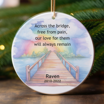 Pet Memorial Two-Sided Ornament, Rainbow Bridge Keepsake, Dog Cat Loss Sympathy Gift