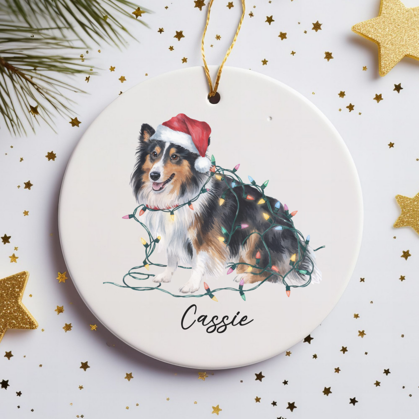 Personalized Shetland Sheepdog Ornament, Custom Dog Lover Gift