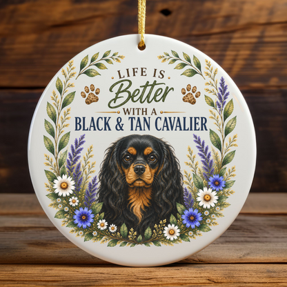 Black and Tan Cavalier Ornament, Cavalier King Charles Spaniel Gift, Dog Lover Keepsake