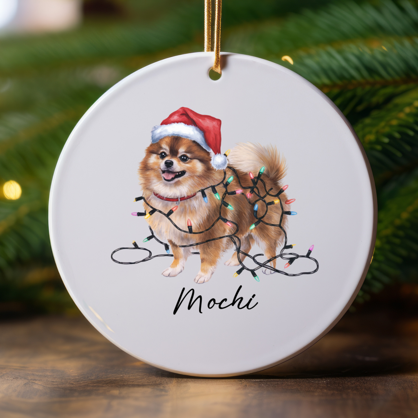 Personalized Pomeranian Ornament, Custom Ceramic Pet Keepsake
