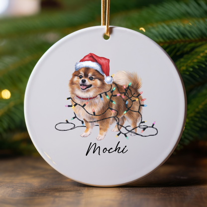 Personalized Pomeranian Ornament, Custom Ceramic Pet Keepsake