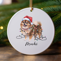 Load image into Gallery viewer, Personalized Pomeranian Ornament, Custom Ceramic Pet Keepsake
