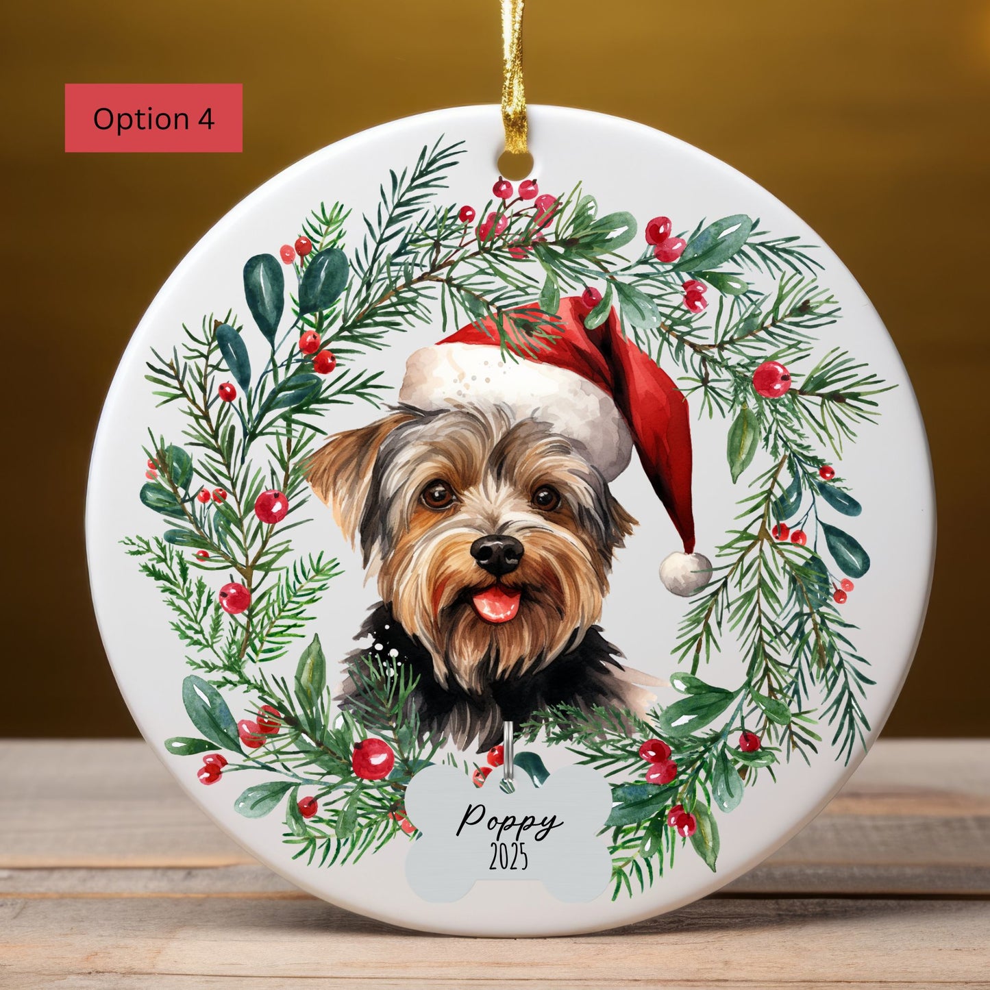 Personalized Yorkshire Terrier Christmas Ornament