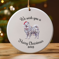 Load image into Gallery viewer, Christmas Samoyed Ornament, Christmas Lights Dog Keepsake
