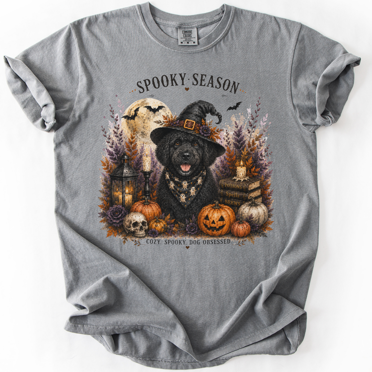 Black Portuguese Water Dog Spooky Season Dog Mom Halloween Shirt