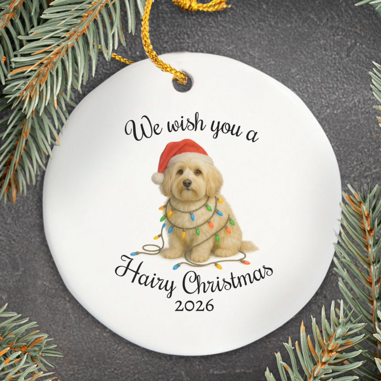Christmas Havanese Ornament, Christmas Lights Dog Keepsake