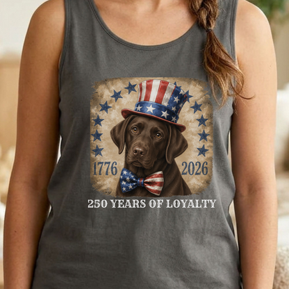 Chocolate Lab Patriotic Tank Top, 250 Years of Loyalty