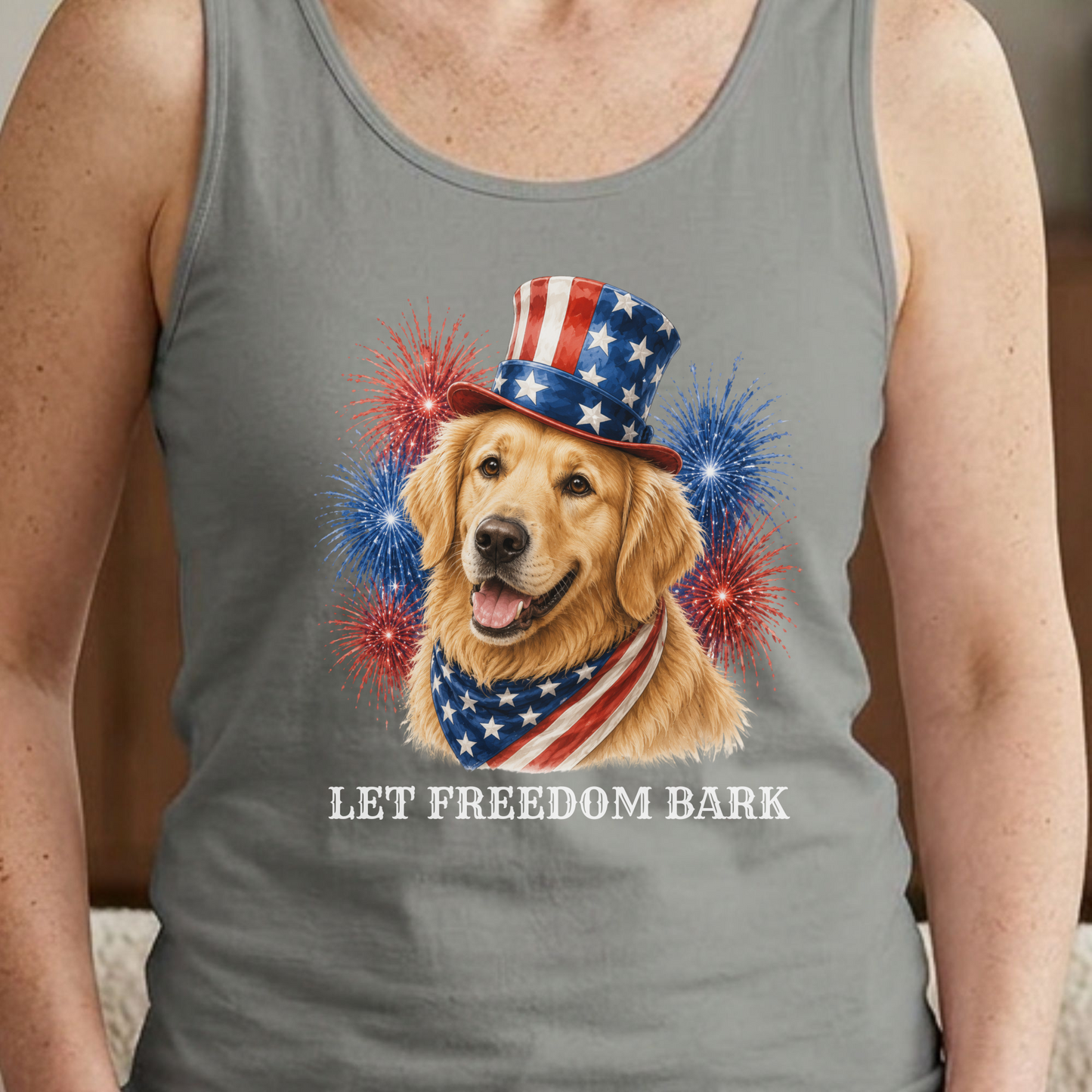 Patriotic Golden Retriever Tank Top