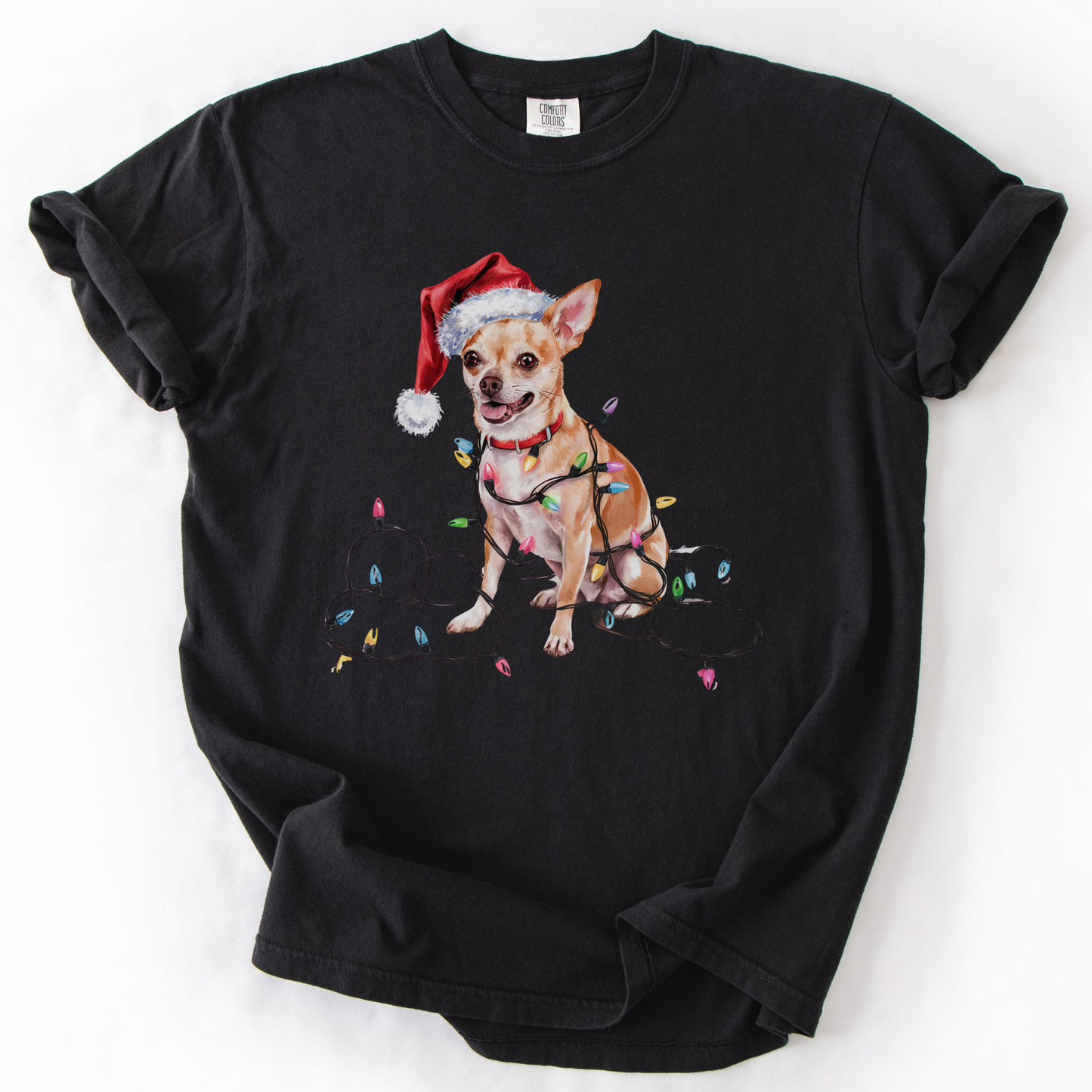 Christmas Chihuahua Shirt, Christmas Dog Tee, Christmas Lights Dog Tee, Chihuahua Mom Tshirt, Gift for Dog Lover, Chihuahua