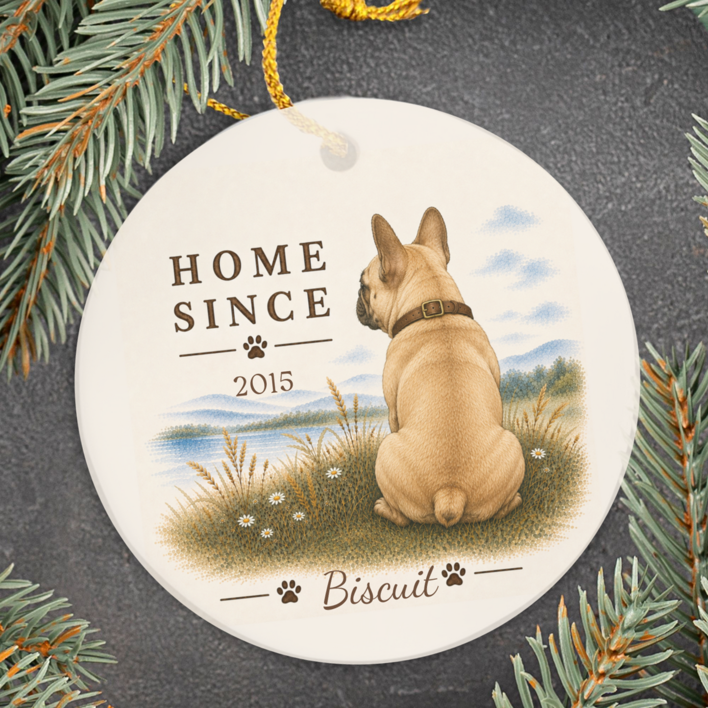 Personalized French Bulldog Ornament, Double Sided Frenchie Gotcha Day Gift, Custom Dog Keepsake