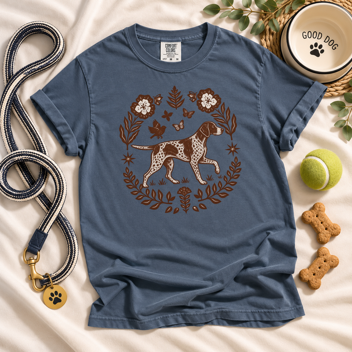 German Shorthaired Pointer Comfort Colors Shirt, Folk Art GSP Tee, Hunting Dog Gift