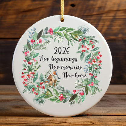 Personalized New Home Ornament, Christmas Holiday Ornament, New Beginnings, New Memories, First Home Ornament, First Christmas In New Home