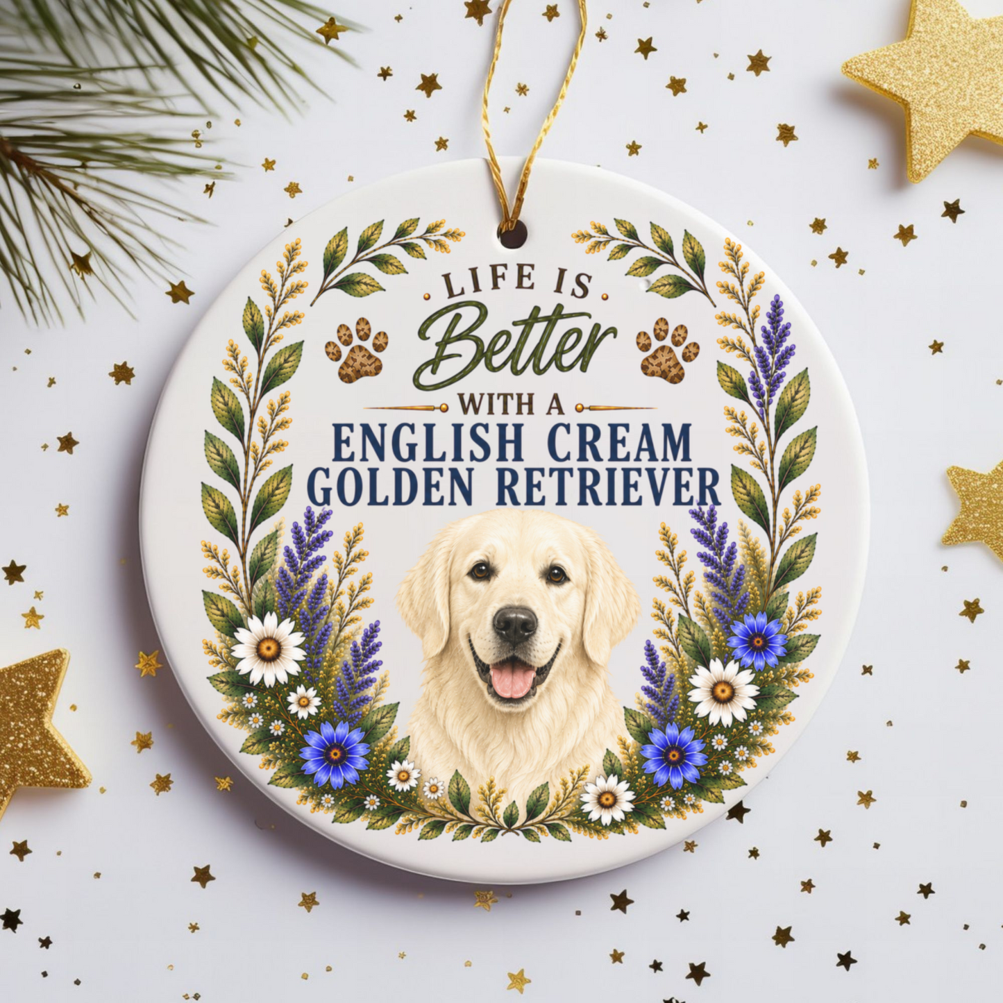 English Cream Golden Retriever Ornament, Dog Lover Gift, Golden Retriever Mom Keepsake