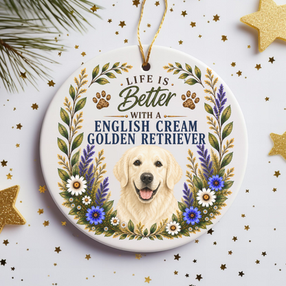 English Cream Golden Retriever Ornament, Dog Lover Gift, Golden Retriever Mom Keepsake