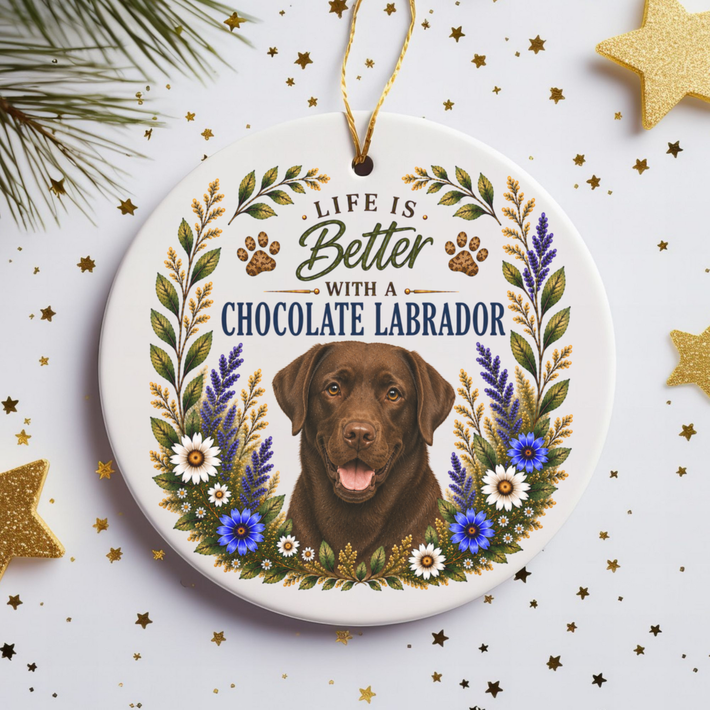 Chocolate Lab Ornament, Labrador Retriever Gift, Chocolate Lab Mom Gift, Dog Lover Keepsake