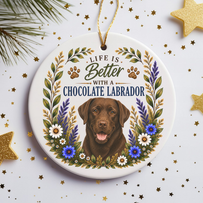 Chocolate Lab Ornament, Labrador Retriever Gift, Chocolate Lab Mom Gift, Dog Lover Keepsake