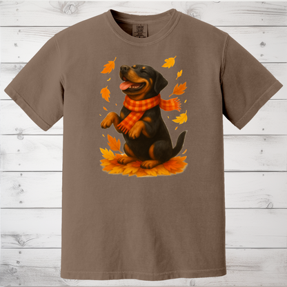 Rottweiler Autumn Shirt, Cozy Fall Dog Sweatshirt, Cute Black Dog Lover Gift, Seasonal Apparel Pullover, Autumn Dog Outfit