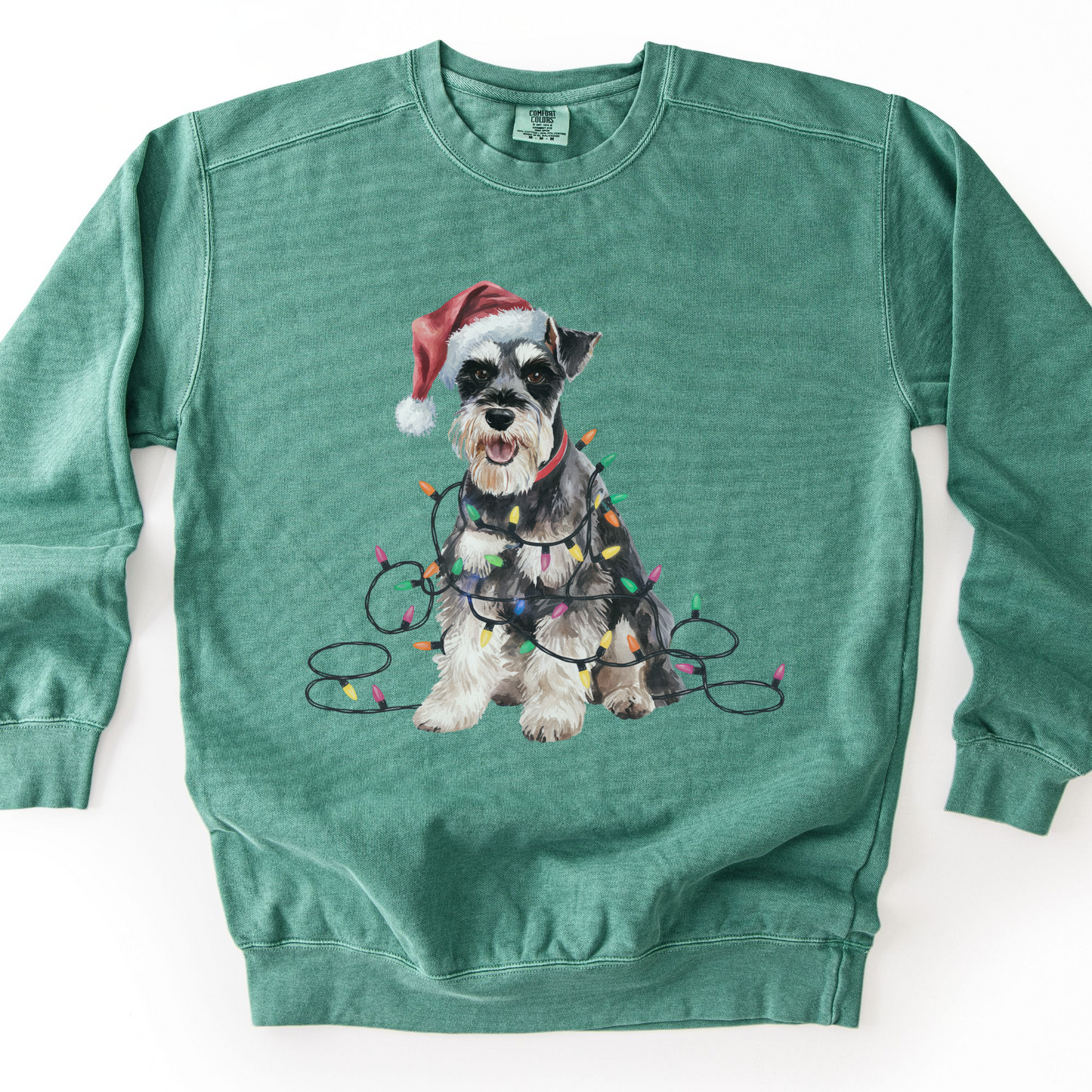 Schnauzer Christmas Lights Sweatshirt, Festive Dog Lover Apparel, Holiday Pet Sweater