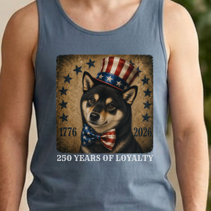 Black Shiba Inu Patriotic Tank Top, 250 Years Loyalty