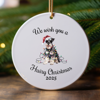 Load image into Gallery viewer, Christmas Schnauzer Ornament, Christmas Lights Dog Keepsake
