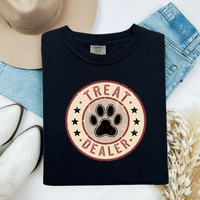 Load image into Gallery viewer, Treat Dealer Shirt, Hoodie, or Tank, Funny Dog Lover Gift, Dog Mom Apparel, Paw Print Pet Lover Top, Dog Dad Apparel
