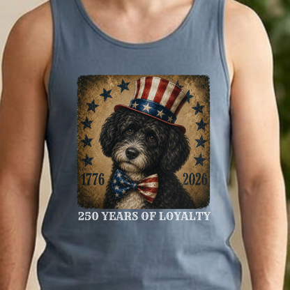 Black Portuguese Water Dog Patriotic Tank Top, 250 Years Loyalty