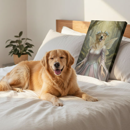 Personalized Dog Fairy Portrait, Custom Fantasy Pet Canvas Art