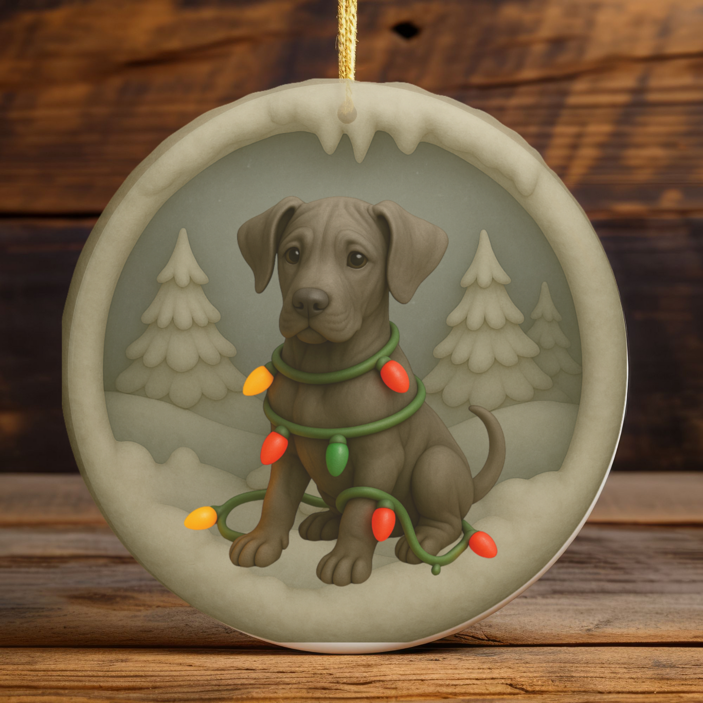 Personalized Great Dane Christmas Ornament • 3D Clay-Style Dog Keepsake with Lights