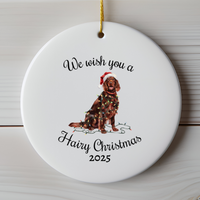 Load image into Gallery viewer, Christmas Irish Setter Ornament, Christmas Lights Dog Keepsake
