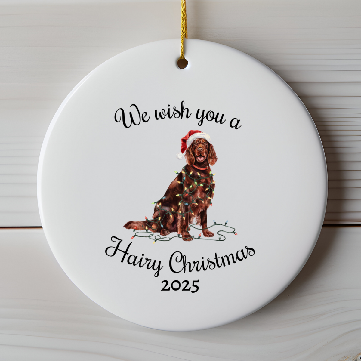 Christmas Irish Setter Ornament, Christmas Lights Dog Keepsake