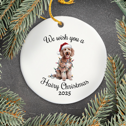 Christmas Poodle Ornament, Christmas Lights Dog Keepsake