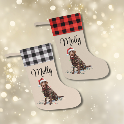 Personalized Chocolate Labrador Christmas Stocking,  Holiday Decor Gift for Pet Lovers