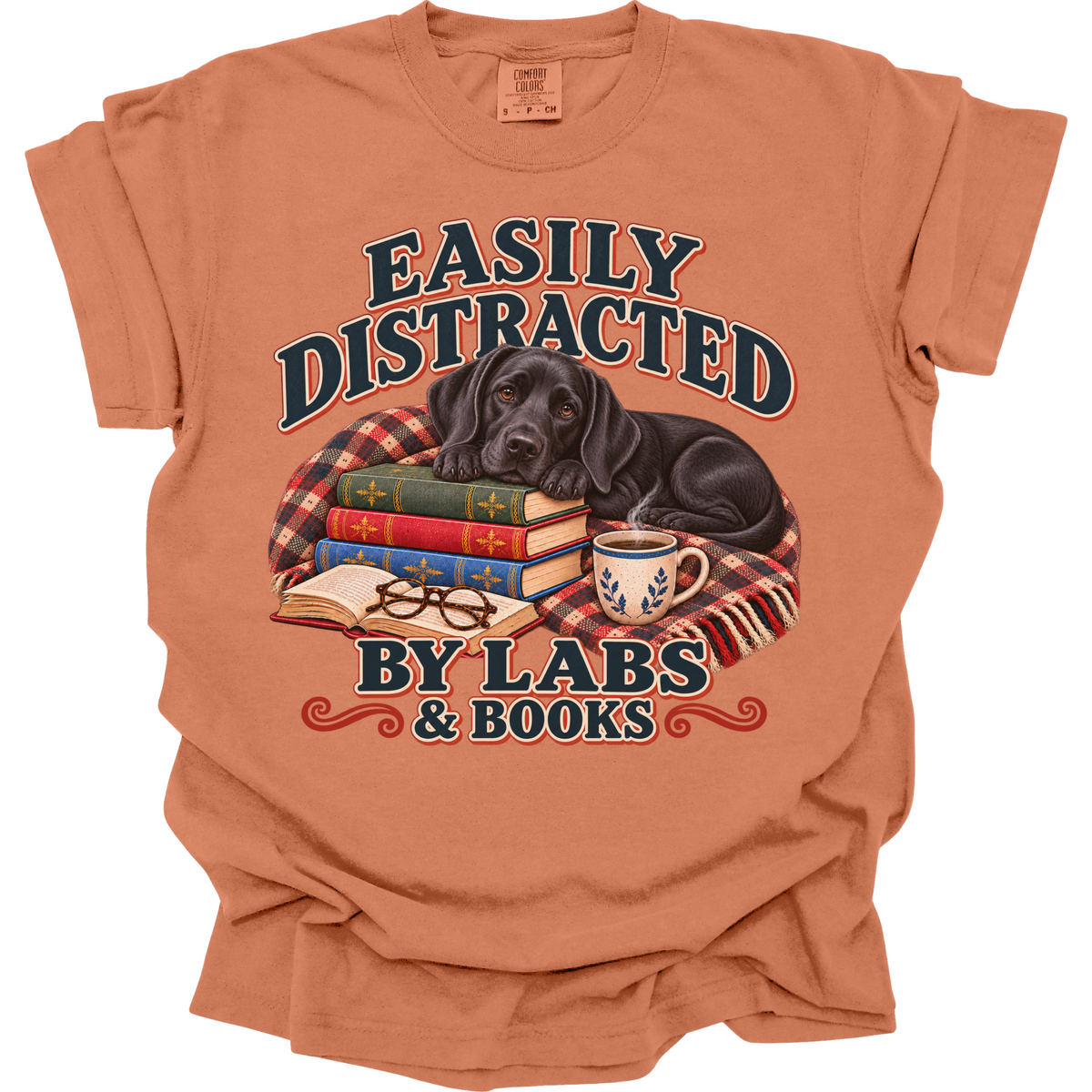 Black Lab Shirt, Easily Distracted by Labs and Books, Labrador Mom Book Lover Tee