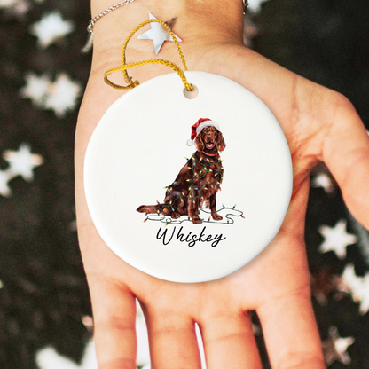 Personalized Irish Setter Christmas Ornament, Dog Lover Holiday Keepsake, Ceramic Tree Decor