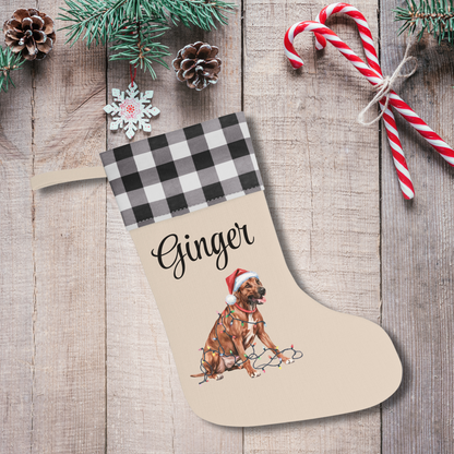Personalized Rhodesian Ridgeback Christmas Stocking, Holiday Decor Gift for Pet Lovers