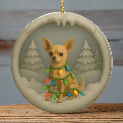 Personalized Chihuahua Christmas 3D Clay-Style Ornament