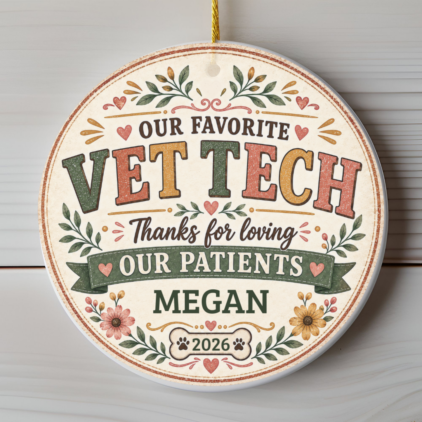 Personalized Vet Tech Ornament, Veterinary Technician Gift, Vet Clinic Coworker Christmas Gift