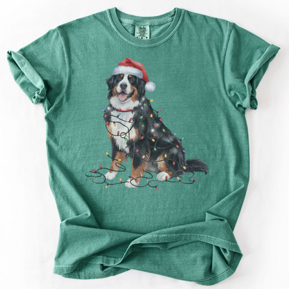 Bernese Mountain Dog Christmas Lights Shirt, Cozy Holiday Tee for Berner Lovers