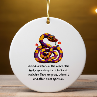 Chinese Zodiac Snake Ornament, Year of the Snake Horoscope Gift for Lunar New Year
