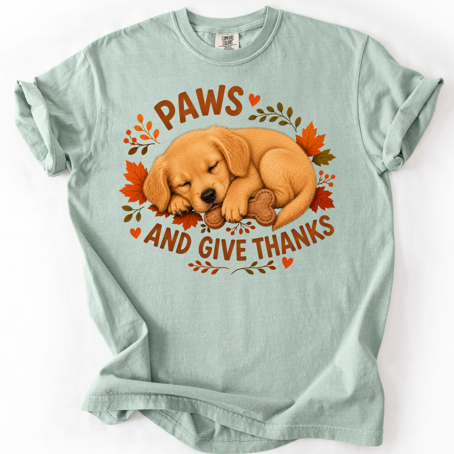 Golden Retriever Thanksgiving Shirt, Paws Give Thanks Tee, Fall Golden Retriever Lover Gift