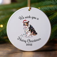 Load image into Gallery viewer, Christmas Collie Ornament, Christmas Lights Dog Keepsake
