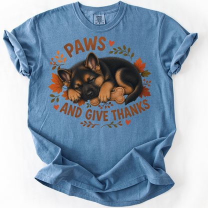 German Shepherd Thanksgiving Shirt, Paws Give Thanks Tee, Fall German Shepherd Lover Gift