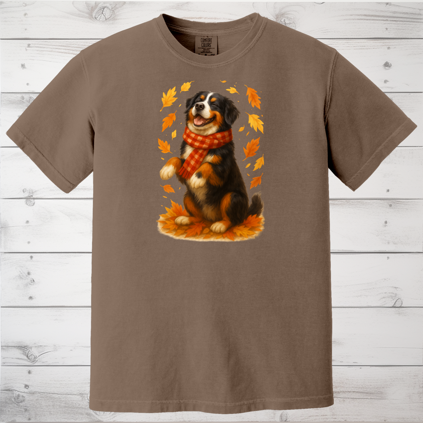 Bernese Mountain Dog Sweatshirt, Cozy Fall Dog Shirt, Cute Dog Sweater, Autumn Dog Lovers Gift, Dog in Leaves, Gift For Dog Moms