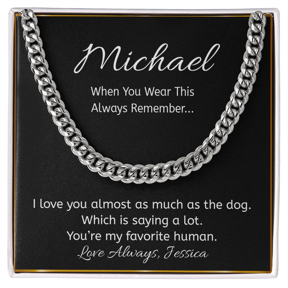 “Favorite Human” Dog Lover Gift Personalized Message Card Necklace