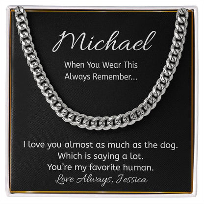 “Favorite Human” Dog Lover Gift Personalized Message Card Necklace