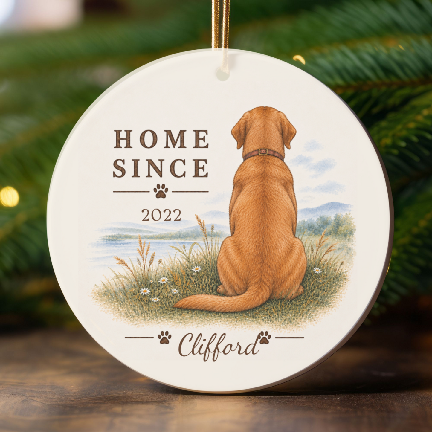 Personalized Fox Red Lab Ornament, Double Sided Labrador Gotcha Day Gift, Custom Dog Keepsake